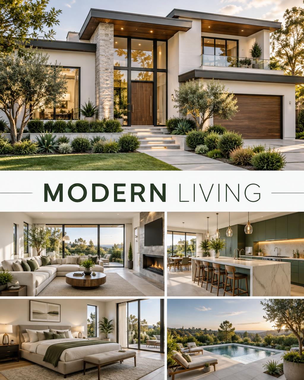 Modern villa open-house real estate flyer generated from an AI prompt