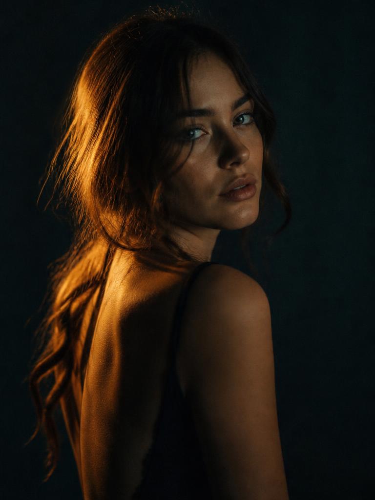 Cinematic AI portrait with warm rim lighting