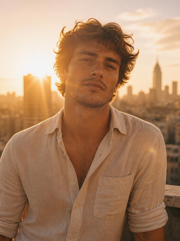 Golden hour cinematic portrait sample
